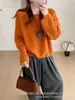 Suéter de tricô gola redonda estilo preguiçoso ombro a ombro em pelo de coelho verde para mulheres, novo top suéter solto macio de outono e inverno, versátil