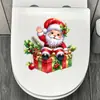 Navidad Dibujos Animados Papá Noel Caja de Regalo Pegatina para Tapa de Inodoro Baño Tapa de Inodoro Atmósfera Festiva Pegatina Decorativa