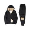 Traje deportivo informal de lana de cordero para hombre, chaqueta con capucha cálida y gruesa con forro polar holgado de talla grande para invierno