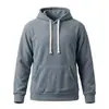 Sudadera con capucha de forro polar cálida para hombre transfronteriza Amazon otoño e invierno talla europea color liso casual holgada con capucha