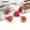 Wt-Jfe153 Lámpara Linda y Exquisita Diseño de Jaula Roja Latón Material Epoxi Colgante Pendientes Personalizados Accesorios para Mujeres