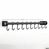 Estante de Almacenamiento para Cocina, Ganchos para Cocina, Barra con Ganchos Móviles, Barra Colgante sin Taladro, Soporte para Espátulas y Cucharas, Almacenamiento Montado en Pared