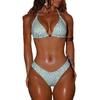 2026 Novo Biquíni Férias na Praia Europeu e Americano Transfronteiriço Conjunto de Duas Peças com Amarração Moda Estampada Moda Praia Feminina Alto