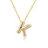 Colar de Ouro 14K Banhado a Cobre 26 Letras Pingente de Pescoço Corrente Bolha Letras Colar Colar Letras de Biscoito Colar Fronteira Cruzada