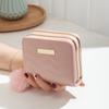 Duplo zíper curto porta-cartão ID bordado clutch bolsa feminina New Wave carteira moda simples carteira de bola de pele
