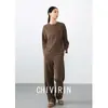 Camiseta Básica Casual Solta Gola Redonda Manga Longa para Mulheres 2026 Outono e Inverno Novo Estilo Elegante Roupa de Trabalho Simples Moda Top