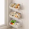Cesta de Armazenamento de Cebola, Gengibre e Alho, Suporte de Armazenamento de Parede para Cozinha Sem Furos, Cesta Suspensa para Temperos e Vegetais, Solução de Armazenamento Multifuncional