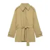 Z Estilo Europeu Transfronteiriço 2026 Nova Moda Temperamento Elegante Feminino Atacado Estilo Cinto Comprimento Médio Gabardine Casaco Outwear 0518249