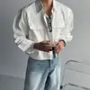 Camisa de manga larga con cuello estilo Old Money para hombre, estilo americano de otoño, que alarga las piernas, estilos largo y corto, cárdigan de alta gama para ir al trabajo