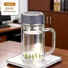 Taza de burbujas con asa de vidrio de doble capa para hombre, nueva taza de oficina de alta temperatura para el hogar 2025 con asa