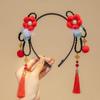 Estilo chinês Ano Novo acessórios para o cabelo meninas Hanfu festivo peruca de borla vermelha trança headband Bebê Ano Novo cocar