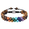 Pulsera Bohemia de Doble Capa de Piedra Natural Colorida de 6 mm para Mujer Pulsera de Árbol de la Vida con Cuentas de Piedra Natural Cristal Ónix