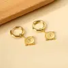 Pendientes Redondos con Ojo de Buey y Diamantes Transfronterizos, Diseño Único, Aretes de Moda y Tendencia, Pendientes de Acero Inoxidable
