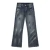 Jeans Acampanados para Hombre Nirben Denim Estilo Nuevo, Corte Holgado, Marca de Moda, Pintados con Spray de Graffiti, Estilo High Street Americano, Pantalones Largos Versátiles.