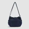 Bolso Cruzado Casual de Verano Estilo Perezoso Gran Capacidad Cierre de Cordón Bolso Mensajero Japonés para el Trabajo Diario Bolso de Hombro de Color Sólido para Mujer