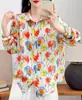 Cardigan de Ramio Puro con Estampado Digital para Mujer, Manga Larga, Talla Grande, Estilo Holgado y Delgado, Novedad Otoño 2026