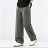 Pantalones de trabajo de seda helada para hombre de verano, corte holgado, pierna recta, secado rápido, transpirables, casuales, pierna ancha, talla grande, pantalones largos a la moda