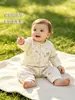 Enterizo de algodón puro Clase A para bebé estilo primavera y otoño para niños y niñas manga larga ropa para gatear sin costuras caricatura cálido mameluco recién nacido