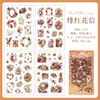 Pegatinas planas ZABC, Serie Flor y Vintage, pegatinas decorativas florales doradas retro para manualidades y agendas, 4 hojas en 6 diseños