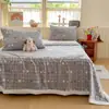 Lençol de cama de veludo de leite, com forro de fleece e espessado, de alto peso, estilo cartoon, com estética feminina, adequado para uso no inverno, lavável à máquina, manta de pelúcia