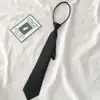Los estudiantes NO necesitan usar corbata de moño, Camisa JK estilo universitario, Corbata de cremallera de color liso, Corbata perezosa unisex para negocios
