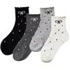 Calcetines Apilables de Encaje con Lunares y Moño 2024, Calcetines de Media Pantorrilla Absorbentes de Sudor, Calcetines Dulces Japoneses de Media Pantorrilla para Mujer, Tendencia