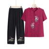 Conjunto de Ropa de Verano para Abuela, Algodón Puro Manga Corta Modelo Nuevo 2025, Camiseta para Mujeres de Mediana Edad y Mayores, Ropa para Mamá para Personas Mayores y Señoras Mayores
