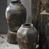 Jarrón de Cerámica Retro Zen Arreglos Florales para Sala de Estar Adornos Modelo B&b Decoración de Habitación Jarra de Cerámica Florero Estilo Wabi-sabi