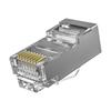 Conector Xlep Doblado con Protección de Metal y Cabeza de Cristal Categoría 6/5E Blindado Carcasa Niquelada 8P8C Cobre Puro Chapado en Oro Cable de Red