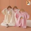 Camiseta de manga corta para niña, 3 piezas, algodón puro, verano, algodón flameado, fina, manga corta, para bebé