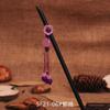 Horquilla de madera de ébano de imitación con borlas, horquilla con forma de paso, tocado antiguo para niños, accesorios para el cabello, horquilla para el cabello de ropa antigua, accesorios para el cabello