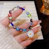 Pulsera de flores con cuentas de colores para mujer, elegante pulsera Mori Daisy, joyería de moda de celebridades de Internet de alto sentido, al por mayor