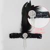 Lowosaiwor diadema de plumas de los años 20 tocado de plumas negras gatsby borla de diamantes banda elástica para el cabello