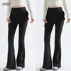 Pantalones de yoga tipo falda plisada con cordón para mujer, de cintura alta, control de abdomen, irregulares anti-exposición, pantalones acampanados para correr al aire libre y fitness
