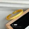 Design de Luxo Leve, Estilo Old Money, Pulseira Anel de Trigo com Pontos de Diamante Dourados Antigos, Pulseira Anel Twist Aberto Feminino
