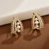 Pendientes Exquisitos y Etéreos de Encaje de Circonita y Perla 2025 Nuevo Estilo Lujo Ligero Gama Alta Versátiles Elegantes Pendientes para Mujer