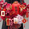 Cartões de Ano Novo e Festival da Primavera Estilo Chinês, Cartões Pendentes com Borlas, Baldes da Sorte, Caixas de Flores de Ano Novo, Decorações, Enfeites Pendentes Festivos para Inauguração de Casa Atacado