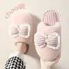 Pantuflas de Algodón con Pelo y Lazo para Mujer 2026 Nuevas Otoño Invierno Cálidas Antideslizantes Zapatos Postparto Hogar Interior Invierno