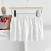 Nueva Falda Blanca de Encaje Francés para Mujer Verano Capas Sentido de Alta Gama Con Cordones Delgado Corta Cubre Glúteos