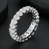 Anel de Diamante de Prata Esterlina S925 de Luxo Temperamental da Amazonia Cruzado de Linha Única Zircônia Anel de Casamento Versátil Outlet de Fábrica