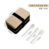 Lonchera Compartimentada Apta para Microondas, Lonchera de Doble Capa Estilo Japonés con Textura de Madera, Lonchera para Dormitorio Estudiantil, Lonchera para Oficina