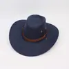 Sombrero Vaquero Occidental Transfronterizo, Sombrero de Sol de Ala Ancha, Sombrero de Lana Jazz Retro Europeo y Americano, Sombrero Jazz Estilo Étnico de Xizang