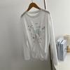 Estilo Coreano Fino Grafite Animal Manga Longa Roupa de Proteção Solar Desenho Animado Casual Solto Blusa Ligeiramente Transparente Camiseta Top Tendência