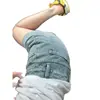 Nuevos shorts de mezclilla de verano para mujer de cintura alta con pedrería, talla grande, para mujeres petite, holgados y adelgazantes, shorts ajustados de pierna ancha línea A