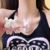 Dulce y Linda Chica de Ballet Lazo de Cinta Conejito de Peluche Collar Cadena para Clavícula Femenina de Moda