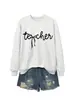 Amazon eBay site independente moda casual simples versátil feminino estilo tech outono e inverno gola redonda manga longa moletom