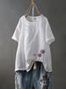 Moda Verano 2026 Sexy Casual Retro Algodón y Lino Bordada Camisa Casual para Mujer 2026