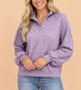 Suministro directo de fábrica 2026 sudadera para mujer con estampado de lunares estilo europeo y americano, otoño, corte holgado, cuello Henley, botones, media tapeta, estilo mujer