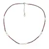 Collar Metálico con Perlas en Forma de Corazón y Cristal Rojo, Diseño de Nicho, Collar de Perlas en Forma de Corazón para la Clavícula con un Ambiente Elegante