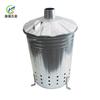 Incinerador Transfronterizo de 75L Exterior Redondo Grande de Hierro Galvanizado Tapa abatible Cubo de Incineración de Basura Incinerador de Hojas